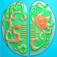仿古龙凤挂件精雕图(FLF-030)