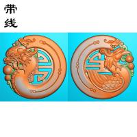 仿古龙凤挂件精雕图(FLF-034)