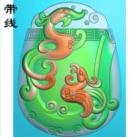 仿古龙凤挂件精雕图(FLF-049)