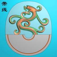 玉雕仿古半壁龙挂件精雕图(FLF-154)