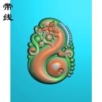 玉雕挂件S单龙挂坠挂件精雕图(FLF-158)
