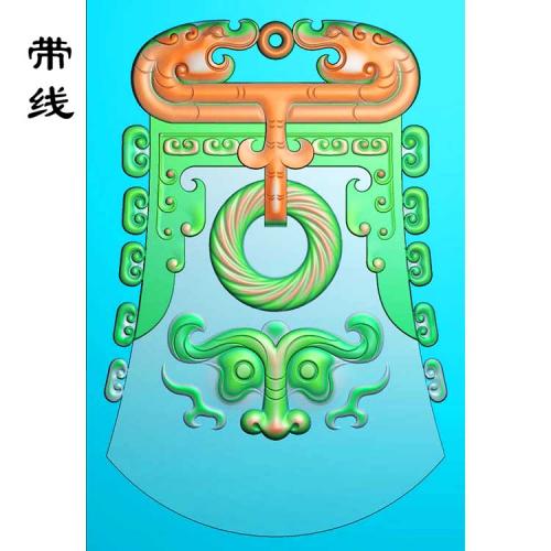 仿古兽头挂件精雕图(FSP-057)