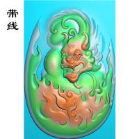 仿古怪兽头挂件精雕图(FSP-091)
