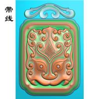 仿古花头方兽面挂件挂件精雕图(FSP-095)