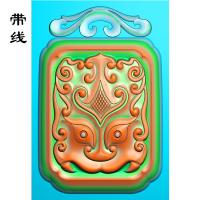 玉雕挂件仿古半面方牌兽精雕图(FSP-119)