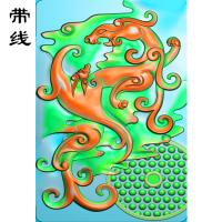 仿古草龙乳丁牌精雕图(RDP-018)