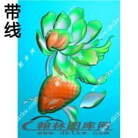 挂件精雕图带线 金鱼莲花尾（GJY-114）
