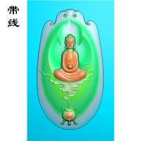 香炉坐佛悟道精雕图 浮雕图灰度图(ZFO-048）