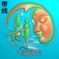 荷花佛头半身佛像精雕图（SFX-222)