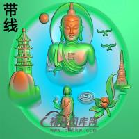 山水建筑佛像精雕图（LFX-037)