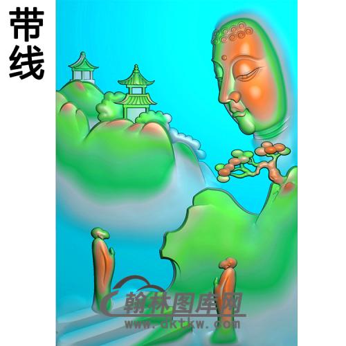 山水人物佛像精雕图（LFX-048)