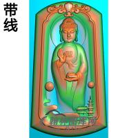 山水建筑如来佛像精雕图（LFX-052)