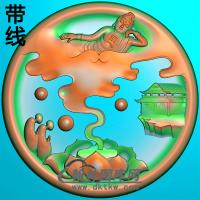 荷花山水建筑佛像精雕图（LFX-064)