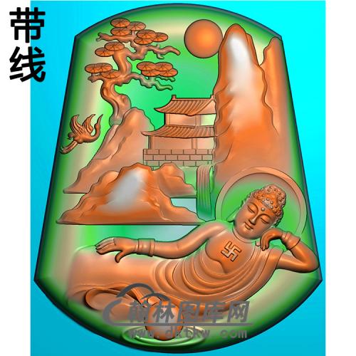 山水佛像精雕图（LFX-067)