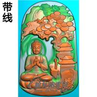 山水建筑佛像精雕图（LFX-071)