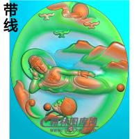 山水荷花躺姿佛像精雕图（LFX-072)