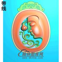 洋花侧脸佛悟道佛像精雕图（DXF-086)