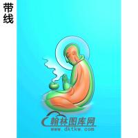 香炉悟道佛像精雕图（DXF-106)