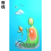 荷花侧脸悟道佛像精雕图（DXF-117)