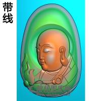 地藏王头像挂件带线精雕图（DZW-013)