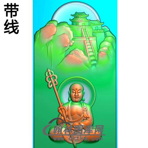 九华山地藏王菩萨带线精雕图（DZW-048)