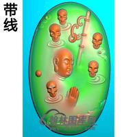 椭圆地藏佛挂件有线精雕图（DZW-042)