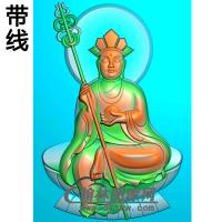 坐莲台地藏佛挂件带线精雕图（DZW-029)