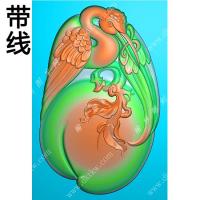 动物花鸟 玉雕鹤带线精雕图(GJJD-0503)