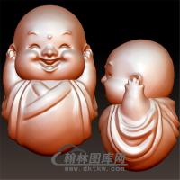 不听三不小和尚立体圆雕图(BBF-010)