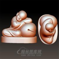 小和尚木鱼立体圆雕图(BBF-019)