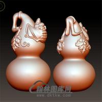 蝙蝠葫芦立体圆雕图(YHL-014)