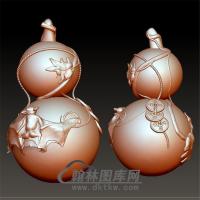 金钱蝙蝠葫芦立体圆雕图(YHL-018)