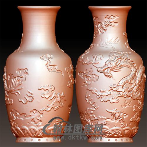 龙纹花瓶立体圆雕图(YHL-004)
