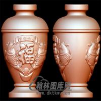 双鱼花瓶立体圆雕图(YHL-011)