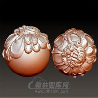 莲花圆珠手串立体圆雕图(YSQ-037)