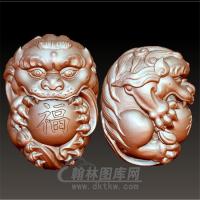 祥狮抱福把件立体圆雕图(YSQ-039)