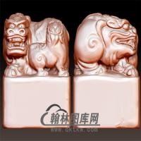 狮子玉玺印章立体圆雕图(YYD-050)