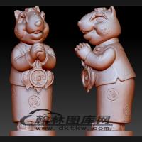 恭喜发财老鼠立体圆雕图（BLG-374）