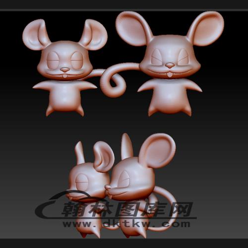 卡通两只老鼠立体圆雕图（BLG-400）