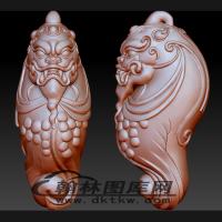 仿古貔貅手把件立体圆雕图（BLG-045）