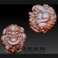 元宝貔貅手把件立体圆雕图（BLG-031）