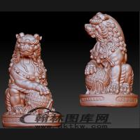 绣球狮子摆件立体圆雕图（BLG-138）