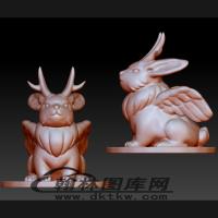 带翅膀兔子立体圆雕图（BLG-262）