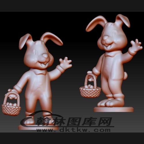 提鸡蛋篮子兔子立体圆雕图（BLG-253）