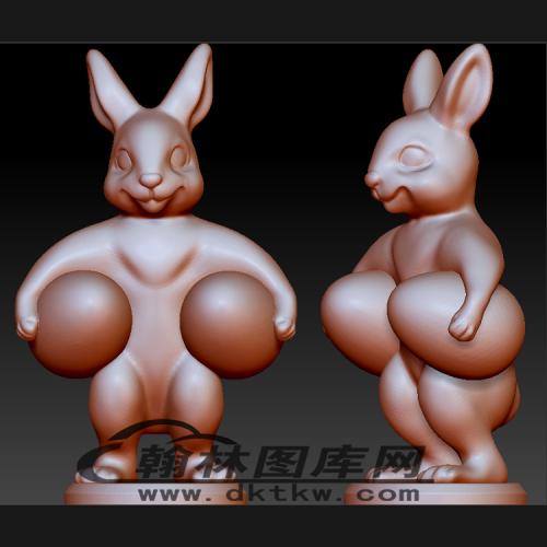站立抱蛋兔子立体圆雕图（BLG-252）