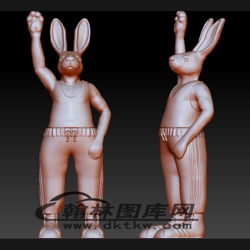 站立兔子运动员立体圆雕图（BLG-260）