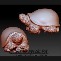 小金龟寿龟手把件立体圆雕图（BLG-224）