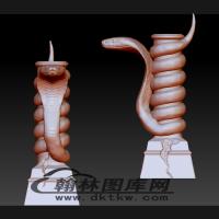 眼镜蛇柱立体圆雕图（BLG-585）