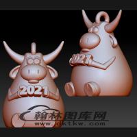卡通牛挂件立体圆雕图（BLG-163）