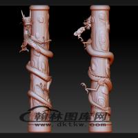 盘龙柱立体圆雕图（BLG-654）